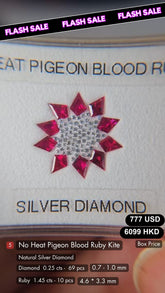 Pigeon Blood Ruby & Silver Diamond Deal (1.45, 0.25 cts)